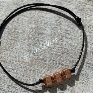 Bronze Tone Metal Bead Unisex Wax Cord Bracelet
